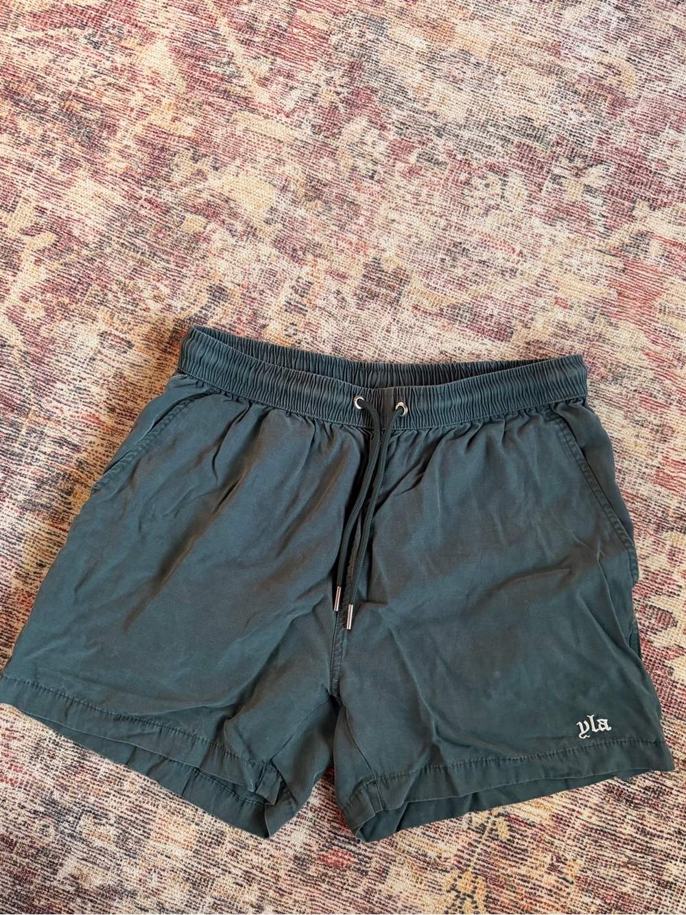 YoungLA Men's Teal Athletic Drawstring Shorts Bermuda Yacht Club Linen